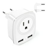 Adaptador De Enchufe De Viaje Europeo, Cargador Usb, Enchufe