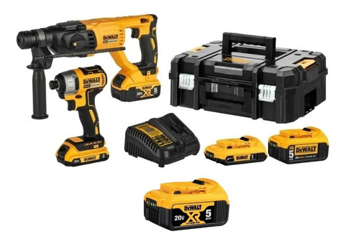 Combo Martelete Dch133 + Parafusadeira Dcf7871 Dewalt + 3bat Cor Amarelo 110v/220v