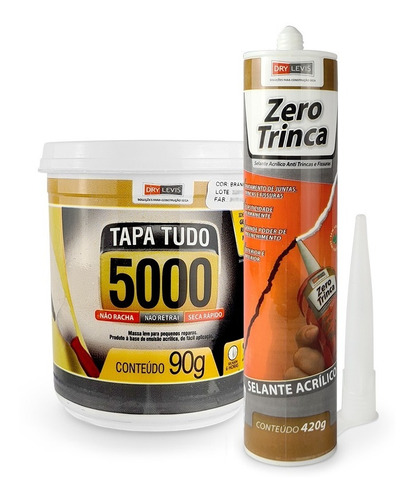 Massa Tapa Tudo 5000 90g + Zero Trinca E Fissuras 420g