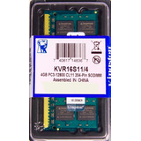 Memória Kingston Ddr3 4gb 1600 Mhz Notebook 1.5v 1 Kit