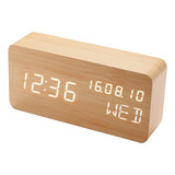 Despertador De Escritorio Digital De Madera. Alarma Led De B