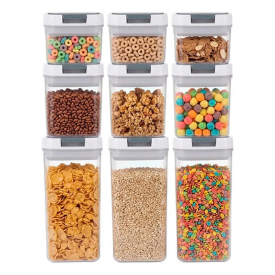 Recipientes Herméticos Contenedores Para Cereales Blanco 9pz