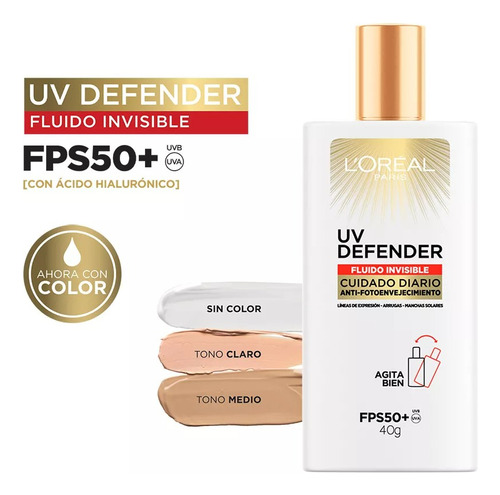 Loreal Uv Defender Fluido Invisible X40g Tono Claro 