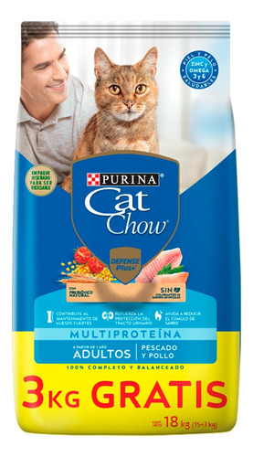 Cat Chow Adultos Pescado Sin Colorante X 15 + 3 Kg