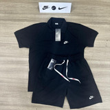 Conjunto Nike Air Max Bermuda Tectel Bordada E Camisa Polo