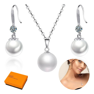 Aretes Plata.925 Perla +collar Perla+regalo Amor Promocion