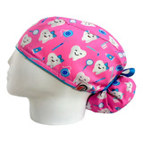 Gorro Quirúrgico Muelitas Rosa Antifluido + Lanyard 