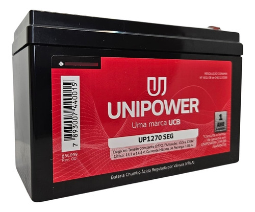 Bateria Unipower Selada 12 Volts 7a Alarmes Cercas Nobreak