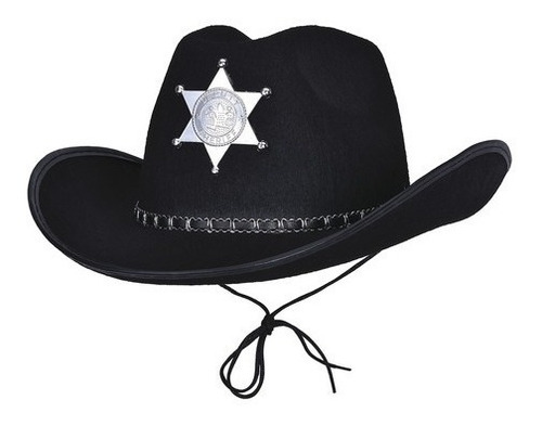 Combo Gorro Sombrero Vaquero Sheriff Cowboy Negro X10 Un.