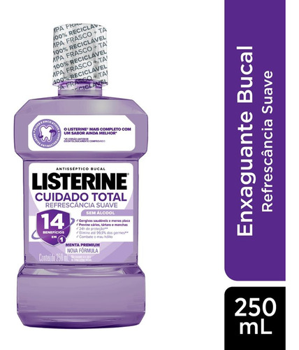 Antisséptico Bucal Listerine Cuidado Total Zero 250ml.