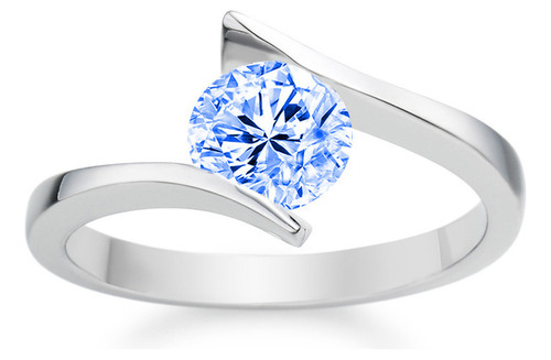 Anillo Plata Certificada Diamante Azul Swarosvki Rbl