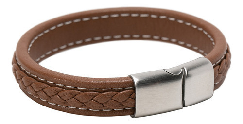 Pulsera De Hombre Cuero Circular Clásica Con Trenza