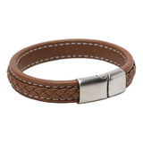 Pulsera De Hombre Cuero Circular Clásica Con Trenza