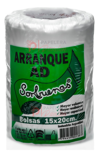 Bolsas En Rollo Arranque 15x20 300gr Bulto 12 Rollos 3.500kg