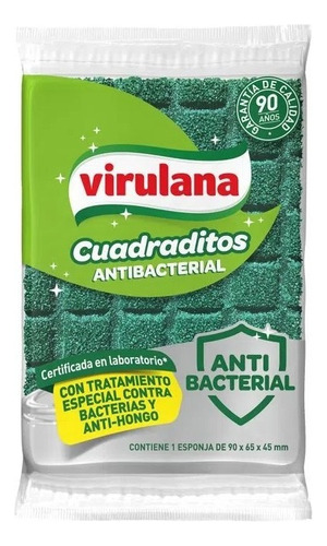 Esponja Virulana Cuadraditos Antibacterial Mango Cuidauñas