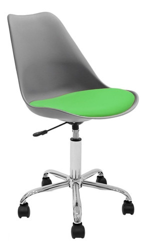 Silla Oficina Escritorio Operativa Pc Tulip Newmo Color Gris Asiento Verde