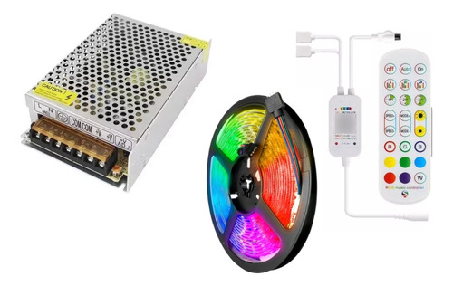 Controladora Rgb Wifi Doble Salida + 2 Tiras Led + Fuente