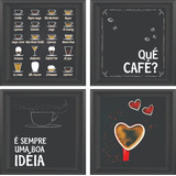 4 Quadros Placas Cantinho Do Café Cozinha   - Mod. 3