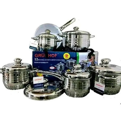 Juego De Ollas Pesadas Grunhof Acero Inoxidable + Color Gris Plata | Envío gratis