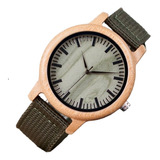 Reloj De Madera Bambu Correa De Tela Nylon