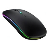 Mouse Wireless Recarregável Led Rgb 2.4ghz Sem Fio Cor Preto