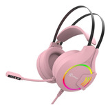 Auricular Gamer Xinua Hs1 Luz Led Microfono Mute Para Ps4 Xbox Pc Color Rosa Color De La Luz Multicolor