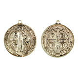 Medallon San Benito Tono Dorado Aspecto Antiguo. 100pz. Ms36