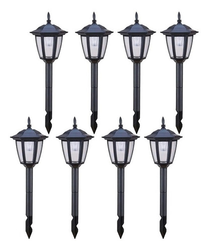 Combo X8 Farol Estaca Solar Led 8 Piezas Suelo Jardín Finca