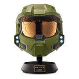 Casco De Lujo Halo Master Chief Adulto Con Soporte Luces Led