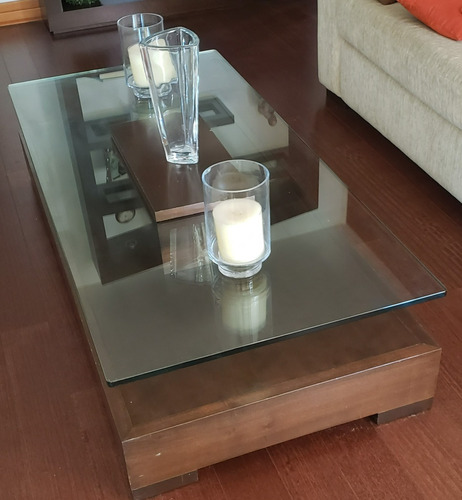 Mesa De Centro Moderna De Madera Y Vidrio