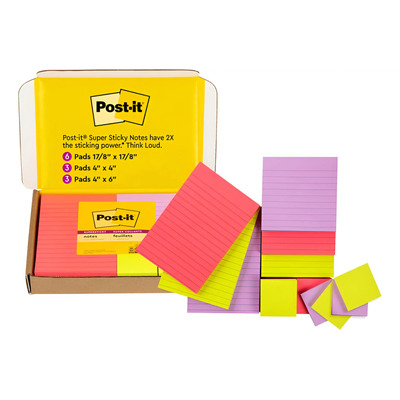 Notas Post-it Súper Adhesivas, Colección De Colores Rosa