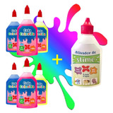 Kit 06 Colas 90g+01 Ativador De Fazer Slime Brincar Criança