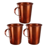 Kit 3 Canecas De Aluminio Pintado Bronze Moscow Mule 350 Ml