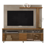 Organizador Rack Tv Madera Con Panel Frizz Color Natural Y Fendi