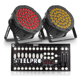 2 Pzs Cañon Par Led 40x3.20w Rgb + Controlador Dmx Steelpro