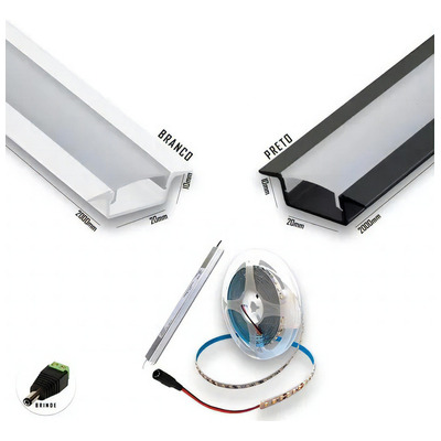 Kit Perfil Embutir Slim 2 Metros+fita Led+fonte 12v 2a Slim Cor Da Luz Branco Branco-quente 110v/220v