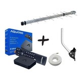 Kit Conversor Aquario + Antena Ext 28 Log C/ Mastro E Cabo