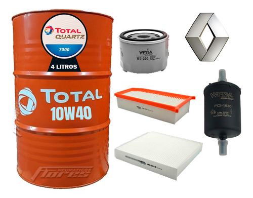 Cambio De Aceite Total 10w40 + Kit Filtro Renault Sandero