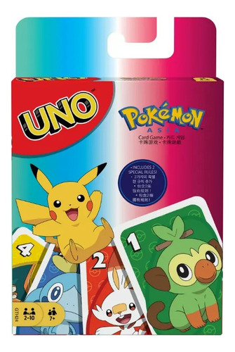 Jogo De Cartas Uno Pokémon Asia 112 Cartas Com Regras