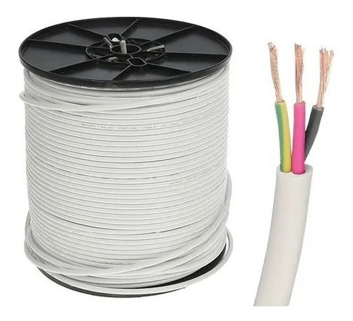 Cable Liso Sin Estrías 3x18 Blanco Con 75m Uso Rudo Casa