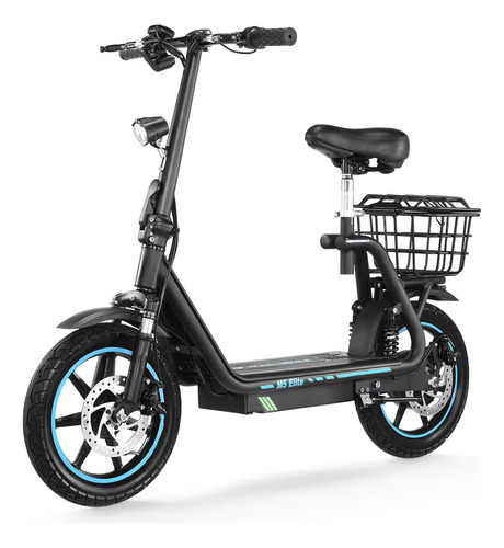 Scooter Eléctrico Plegable Con Asiento 48km/h Batería 15ah