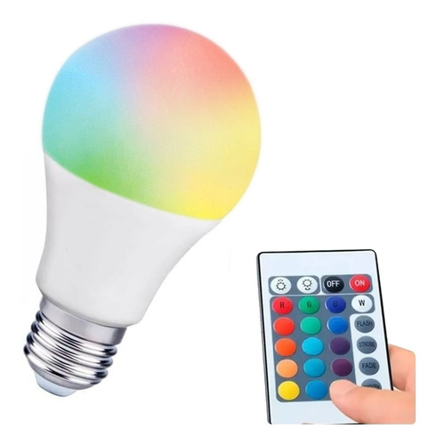 Lampara Led 10w A Control Remoto E27 Colores Luz Rgb Full