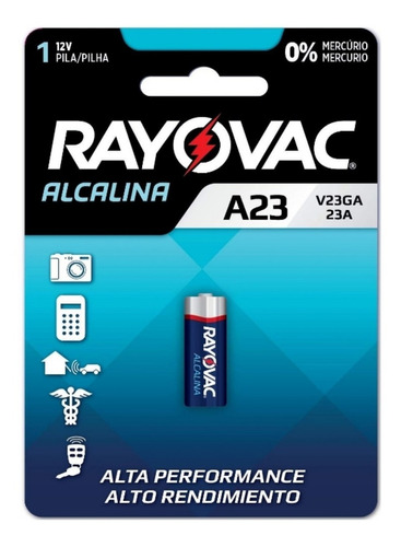 Mini Pilha Alcalina Rayovac 12v A23 23ae V23ga Dura 10x Mais