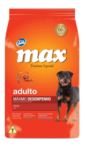 Alimento Max Premium Especial Maximo Desempeño Para Perro Adulto De Raza Grande Sabor Carne En Bolsa De 15kg
