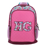 Mochila Grande Escolar Chenson Happy Girl Primaria Morada Flores Ganyt Color Rosa Diseño De La Tela Hg64869-w