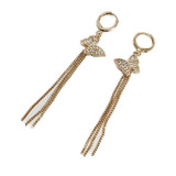 Aretes Mariposa De 7 Cm De Oro Laminado+estuche Ar3