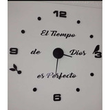 Reloj De Pared 3d Con Frase En Vinilo Tamaño Mini 50x50cm