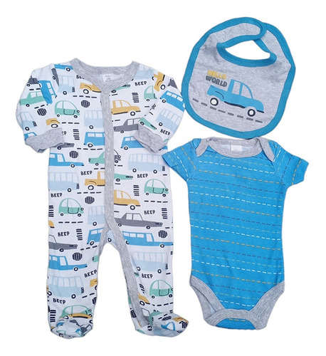 Primera Muda Body Pijama Babero Bebe Niño Carritos Baby Kids