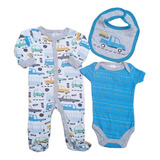 Primera Muda Body Pijama Babero Bebe Niño Carritos Baby Kids