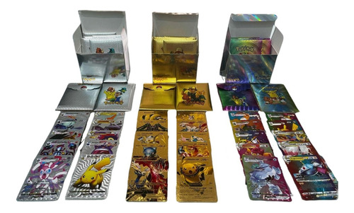 Cartas Doradas Plateadas Multicolor Pokemon 5 Sobres